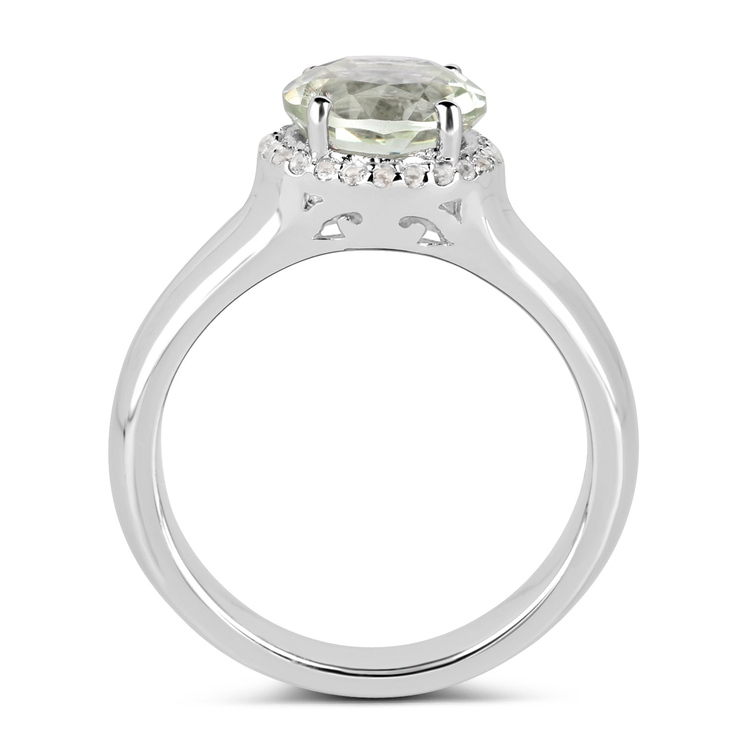 Anillo de plata de ley .925 con amatista verde genuina de 1,87 quilates y topacio blanco