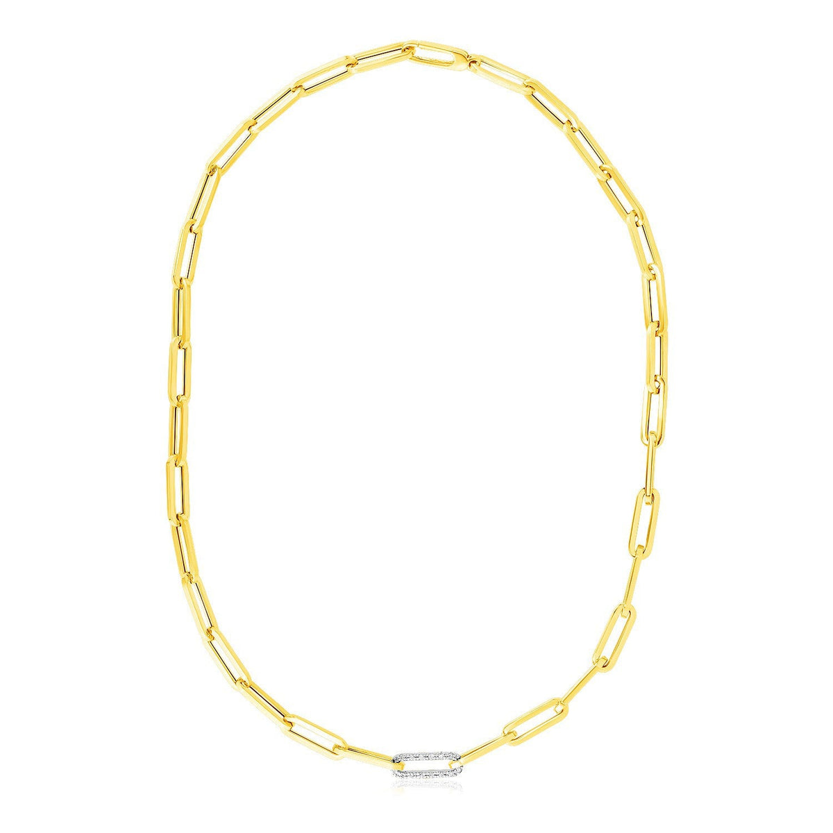 Cadena de eslabones de oro amarillo de 14k con uniones de diamantes