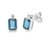 Pendientes de tuerca de oro blanco de 10 quilates con topacio azul de Londres y diamantes