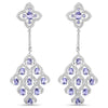 Pendientes de Plata de Ley .925 con Tanzanita Genuina de 3.90 Quilates y Topacio Blanco