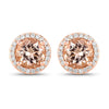 1.60 Carat Genuine Morganite and White Diamond 14K Rose Gold Earrings