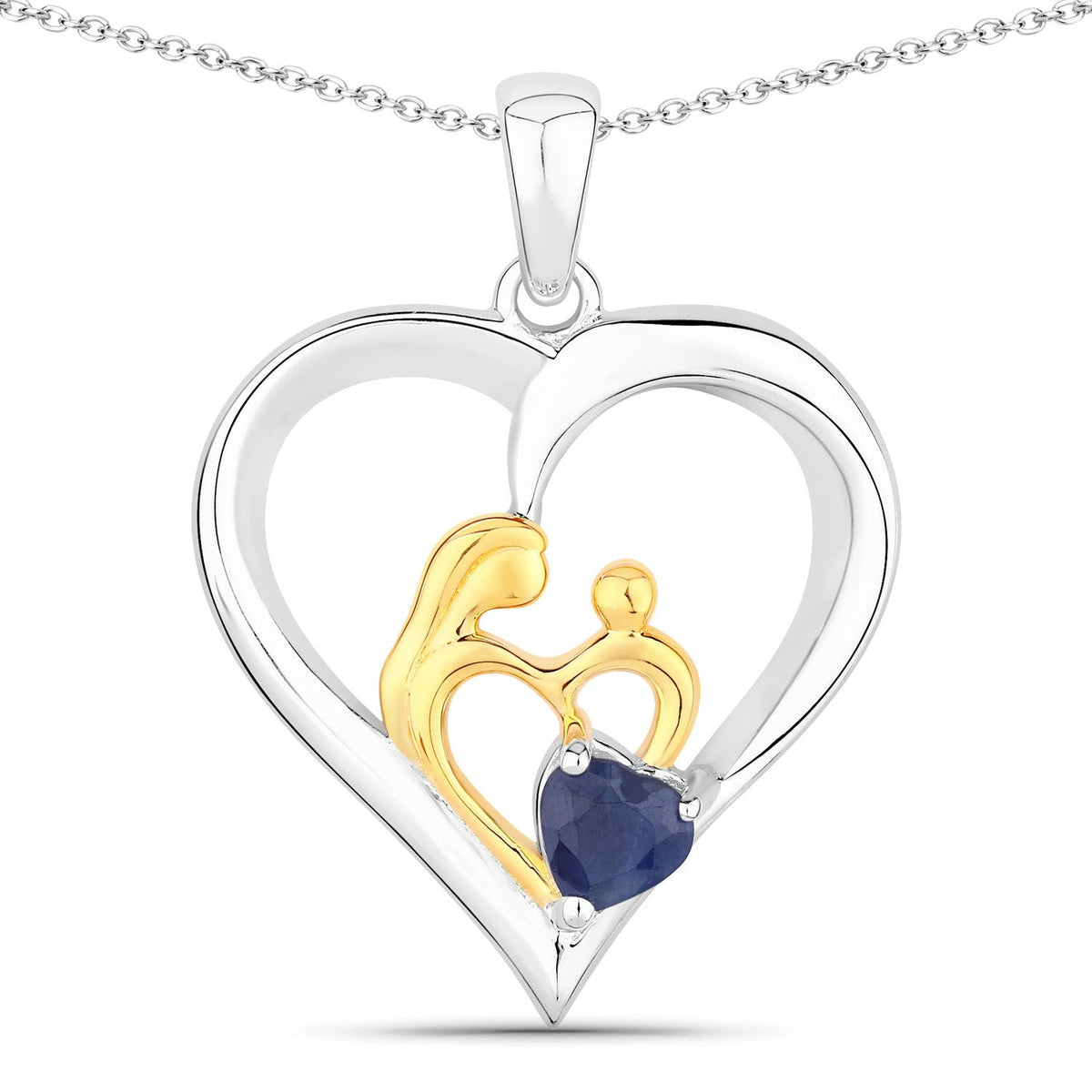Colgante de plata de ley .925 con zafiro azul genuino de 0,50 quilates