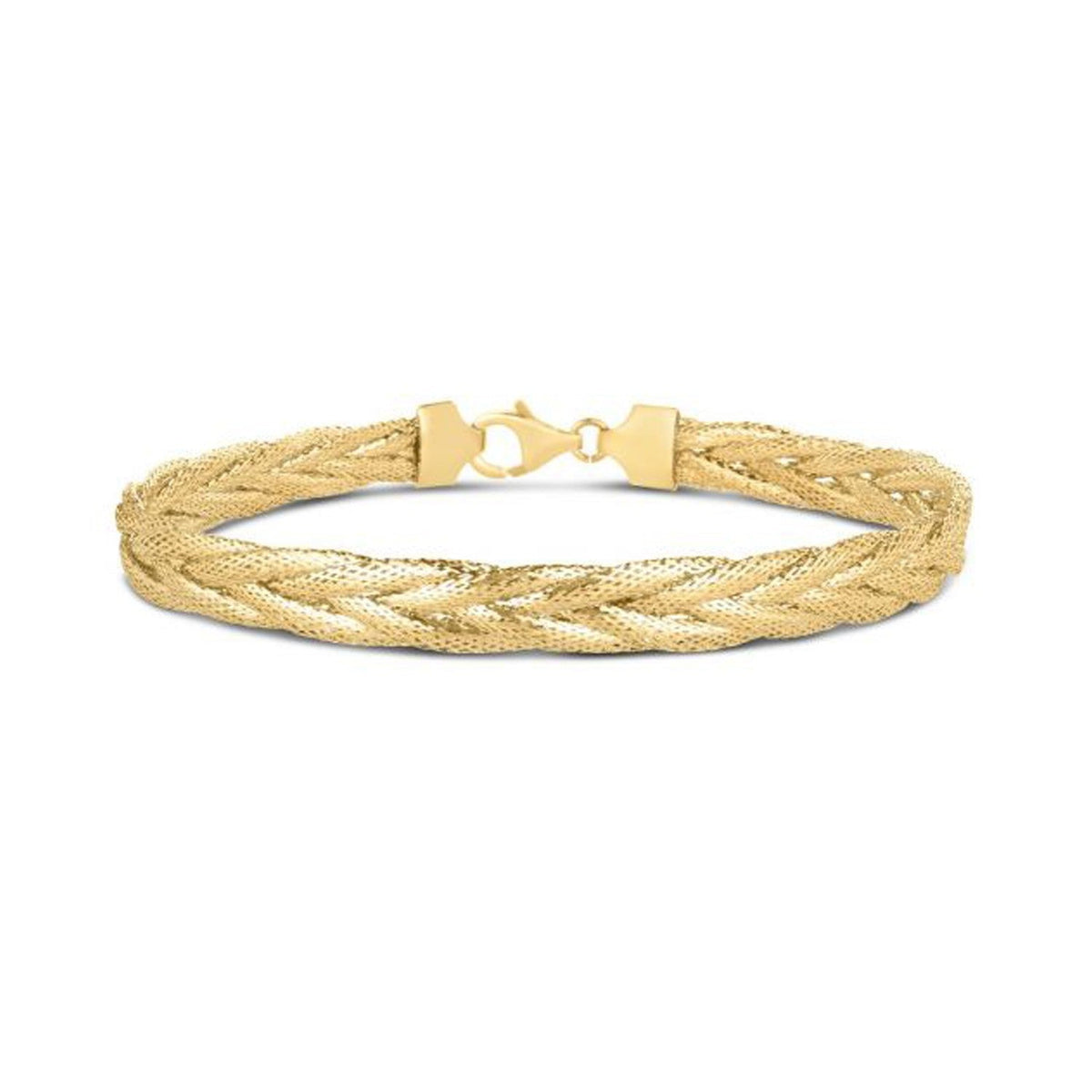Pulsera trenzada de Rapunzel de oro amarillo de 14k (6.00 mm)