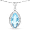 8.22 Carat Genuine Swiss Blue Topaz .925 Sterling Silver Pendant