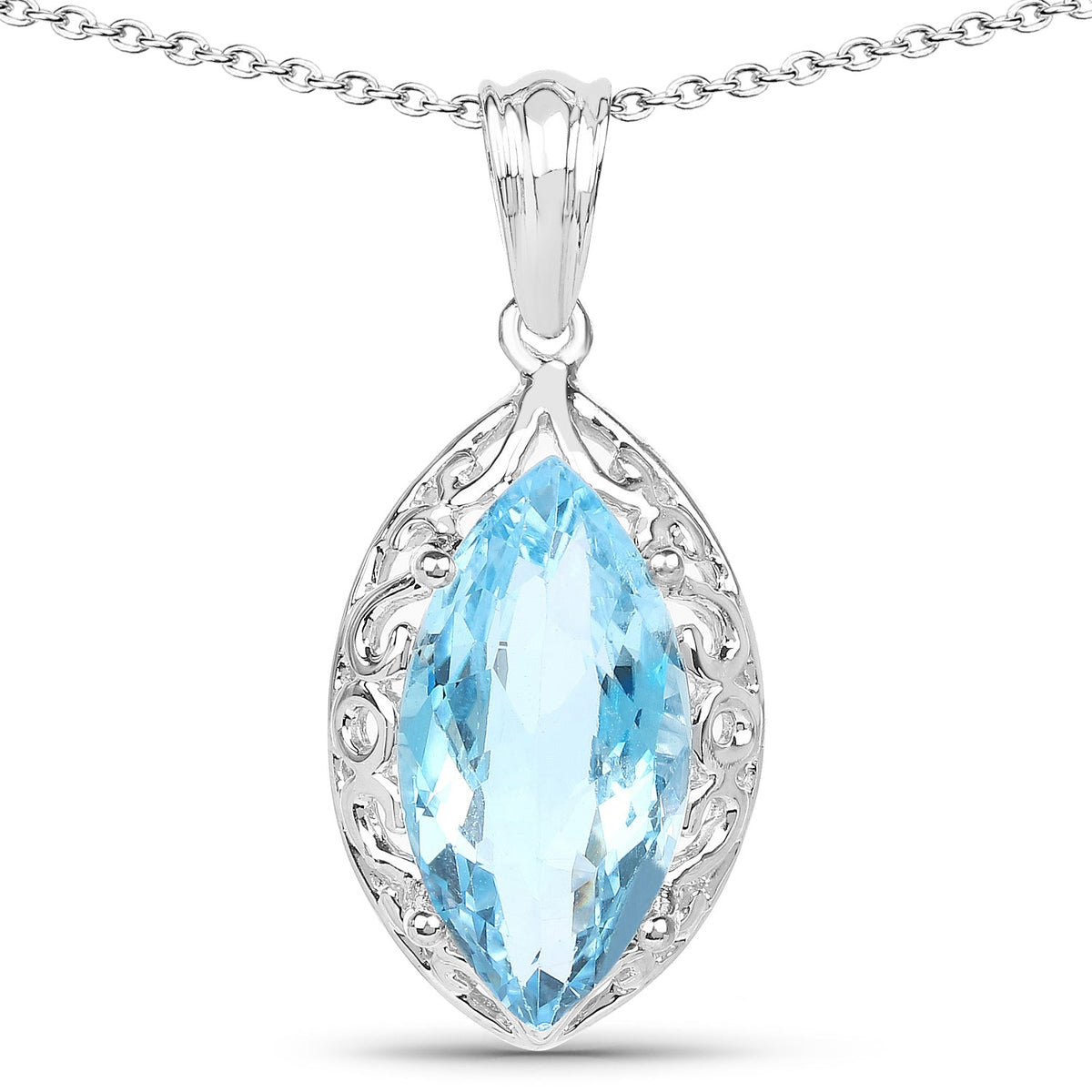 Colgante de plata de ley .925 con topacio azul suizo auténtico de 8.22 quilates