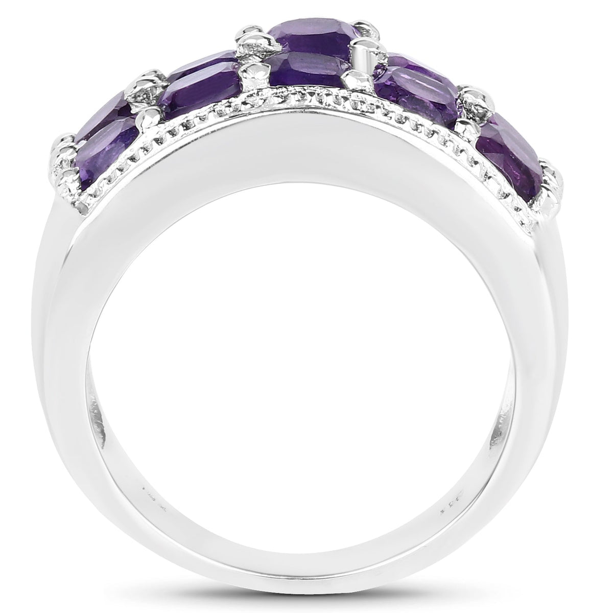 Anillo de plata de ley .925 con amatista genuina de 2.80 quilates