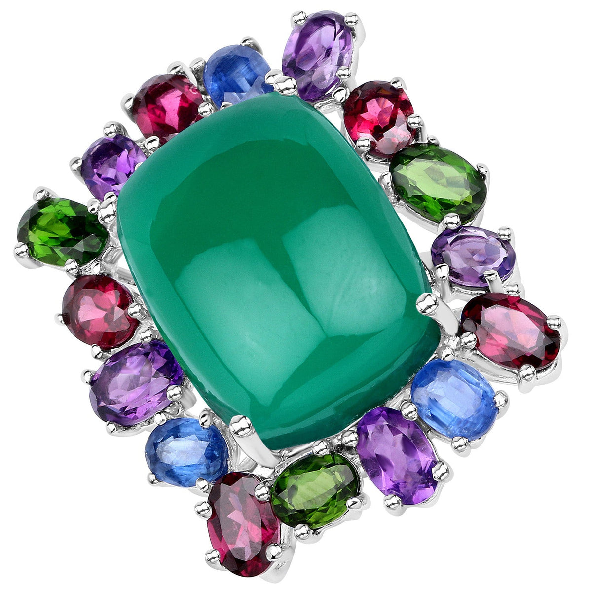 Anillo de plata de ley .925 con varias piedras preciosas de 26,67 quilates
