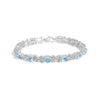 .925 Sterling Silver Oval Blue Topaz Diamond Butterfly Link Bracelet (I-J Color, I1-I2 Clarity) - Size 7