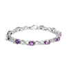 .925 Sterling Silver Oval Purple Amethyst and Diamond Infinity Link Bracelet (I-J Color, I1-I2 Clarity) - 7