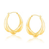 14k Yellow Gold Scallop Motif Graduated Oval Hoop Earrings
