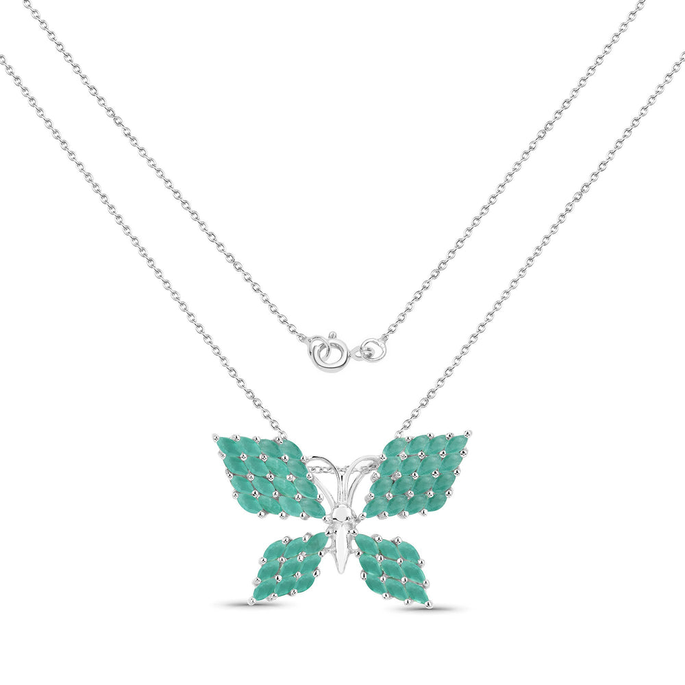 3.12 Carat Genuine Emerald .925 Sterling Silver Pendant
