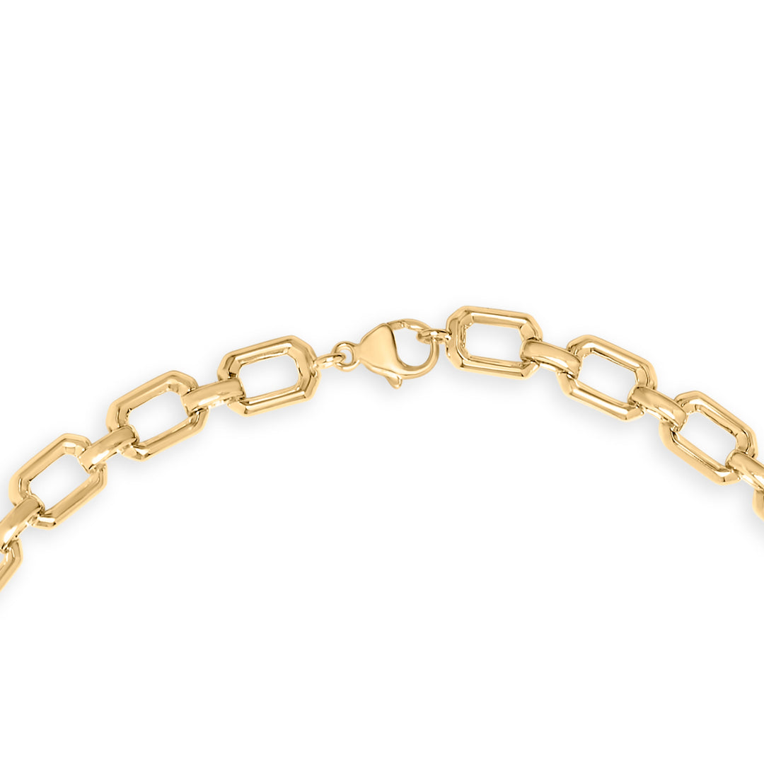 Gold Vermeil .925 Sterling Silver 1/4 Cttw Diamond Bold Octagonal Link Necklace