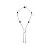 .925 Sterling Silver Bezel Set Red Garnet 5 Station Adjustable Bolo Bracelet