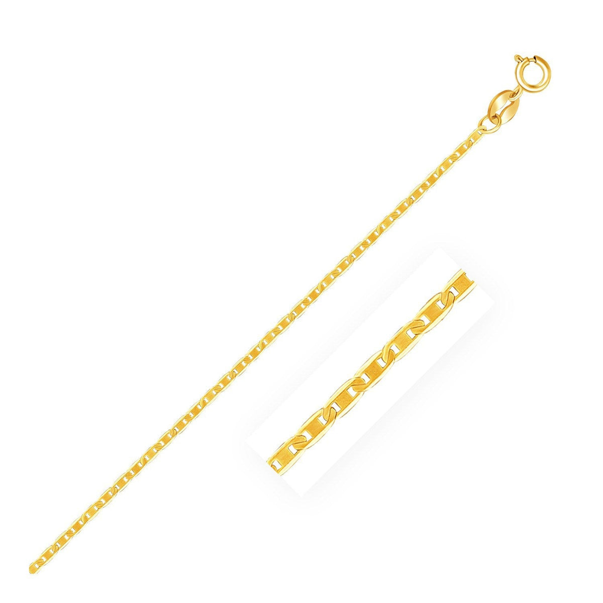 Tobillera de eslabones marineros de oro amarillo de 10k y 1.2 mm
