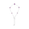 .925 Sterling Silver Bezel Set Purple Amethyst 5 Station Adjustable Bolo Bracelet