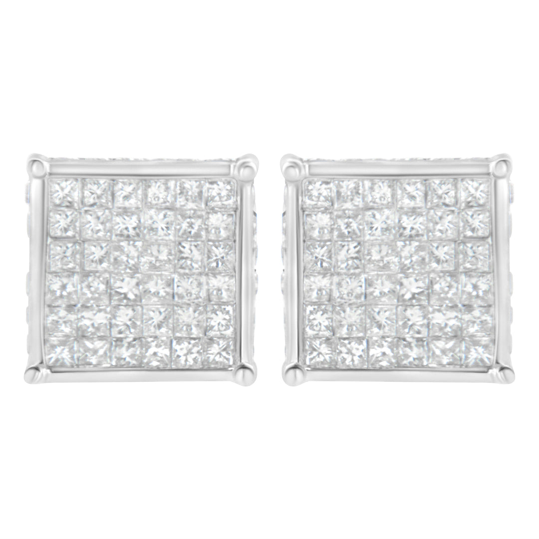 10K White Gold 2ct TDW Princess-Cut Composite Diamond Stud Earring (I-J ,I2-I3)