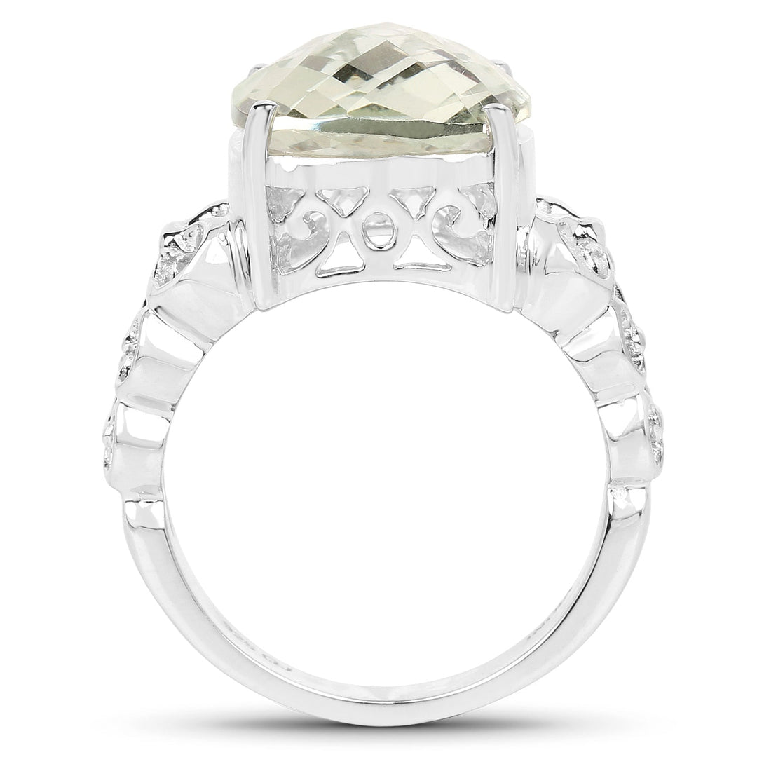 Anillo de plata de ley .925 con amatista verde genuina de 6.74 quilates