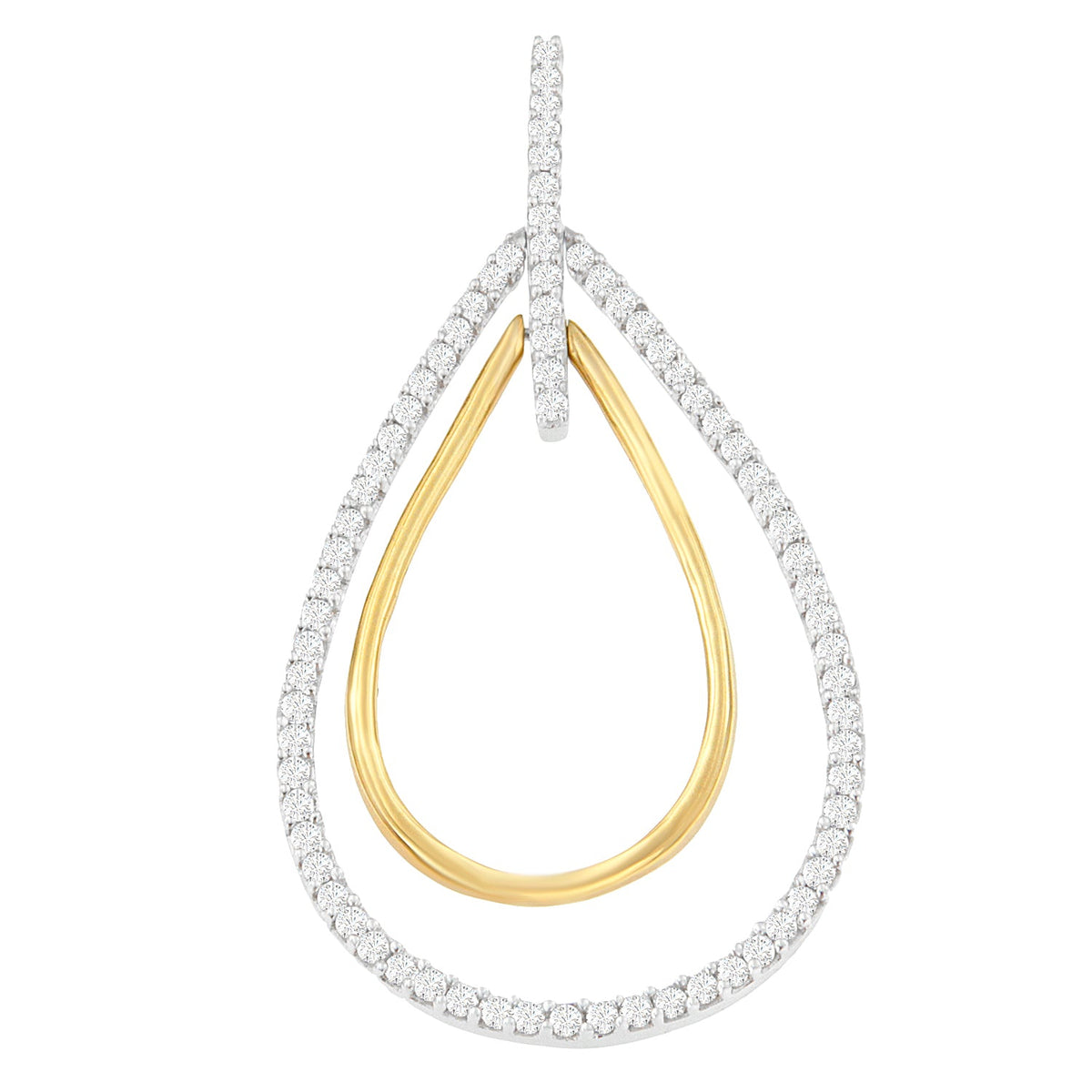 Collar con colgante de doble ráfaga de diamantes de talla redonda de oro bicolor de 14K (1,00 TCW, color H-I, claridad SI2-I1)