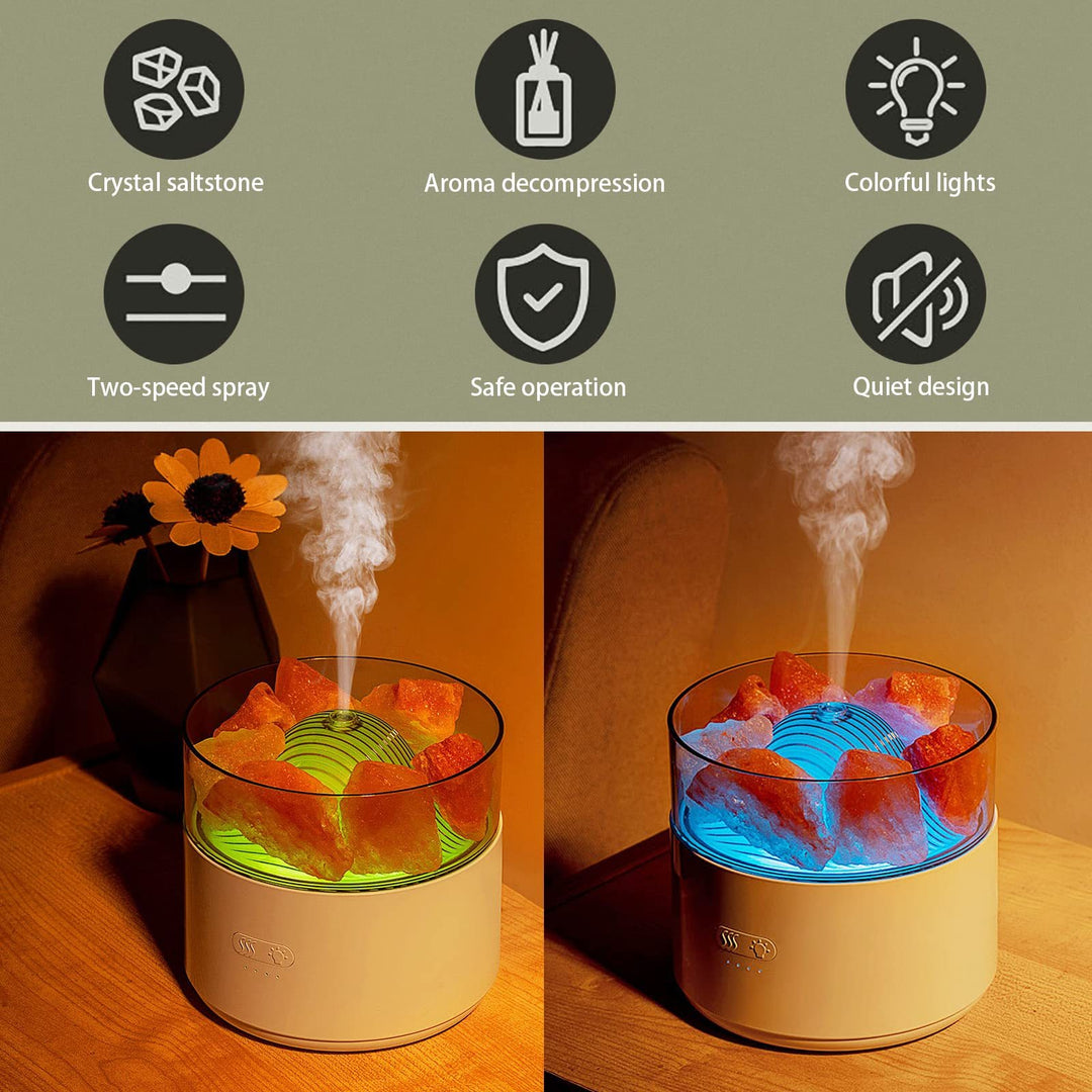 3-in-1 Aromatherapy Diffuser Humidifier - Himalayan Salt Lamp - 7 Color LED Night Light