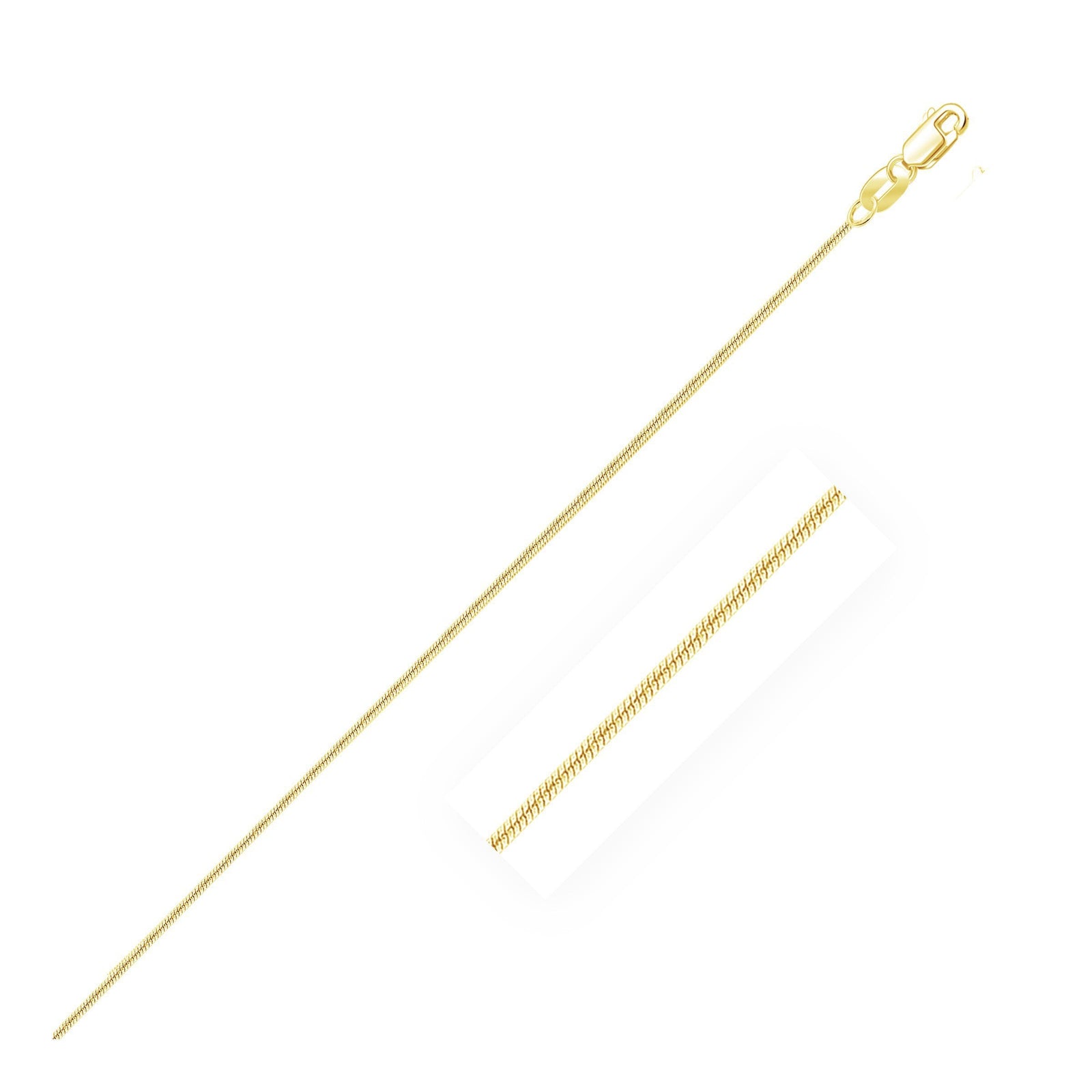 Cadena redonda de serpiente de oro amarillo de 14k de 0.7mm