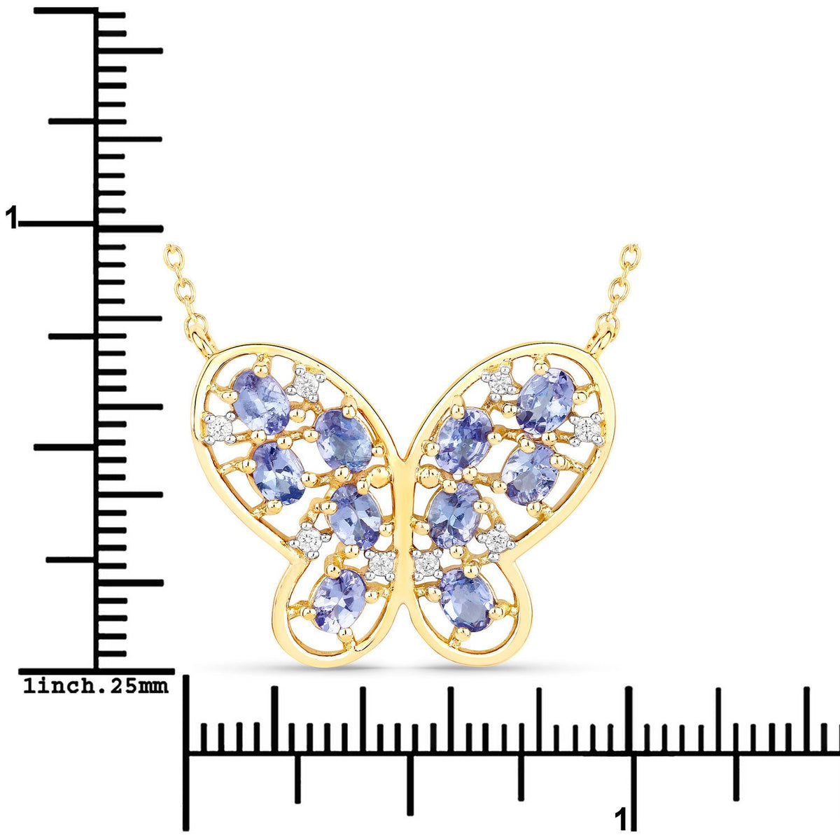 Collar de plata de ley .925 con tanzanita auténtica de 1.86 quilates y circonita blanca