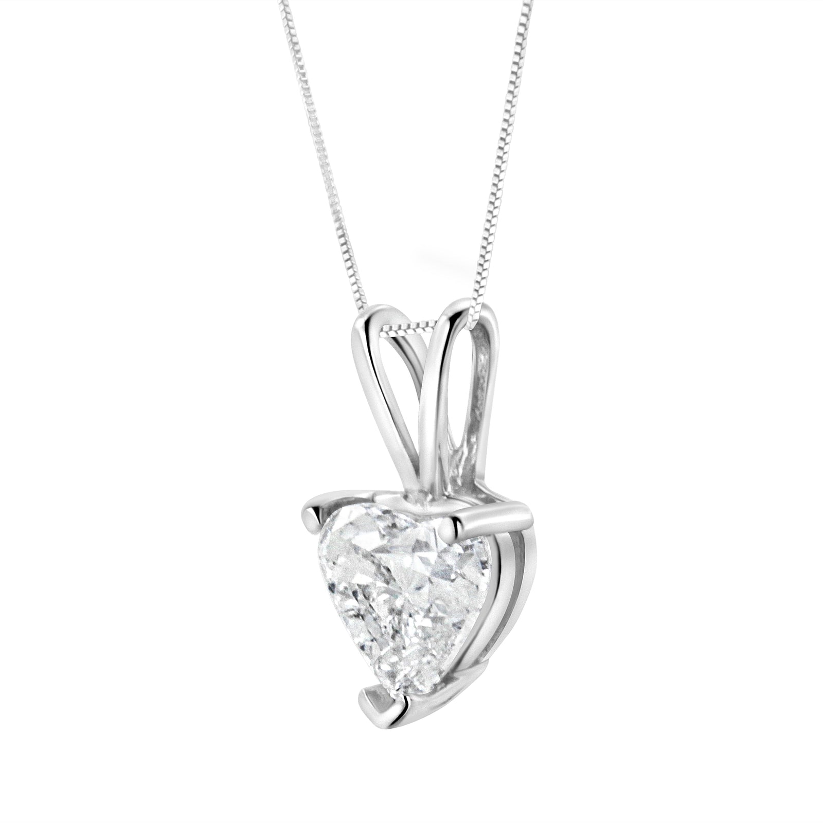 14K White Gold 1/5 Cttw 3-Prong Set Heart Shaped Solitaire Lab Grown Diamond 18" Pendant Necklace (F-G Color, VS2-SI1 Clarity)