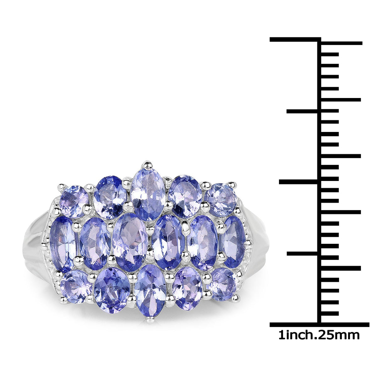 Anillo de Plata de Ley .925 con Tanzanita Genuina de 3.08 Quilates