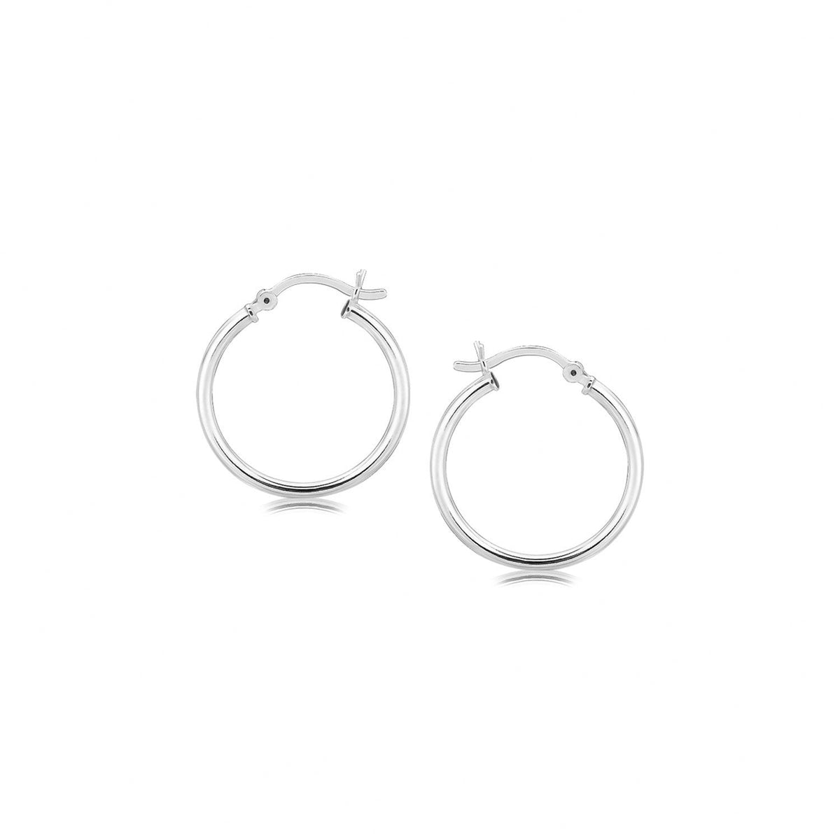 Pendientes de aro delgados de plata de ley pulida con baño de rodio (20 mm)