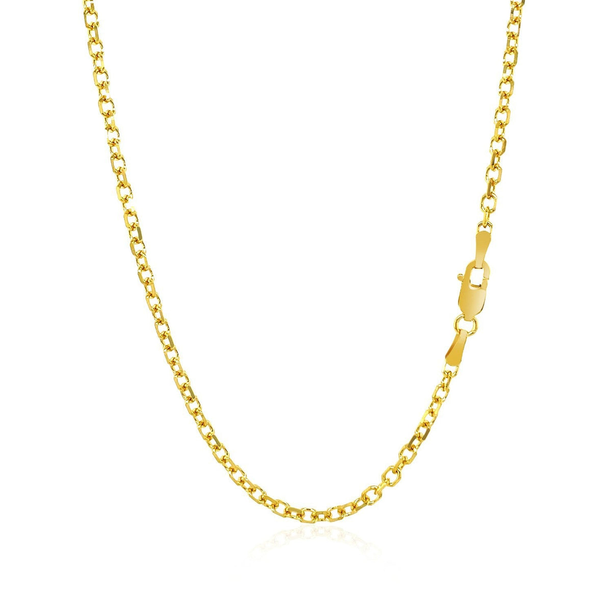 Cadena de eslabones de cable con corte de diamante de oro amarillo de 14k de 2.3 mm