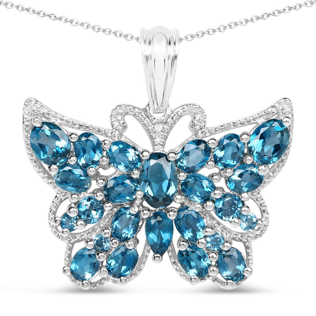 Colgante de plata de ley .925 con topacio azul de Londres de 4,81 quilates genuino