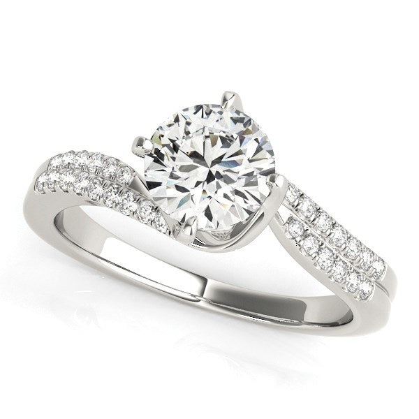 Anillo de compromiso de oro blanco de 14 quilates con diseño de espiral y diamantes en puntas (1 1/8 quilates en total)