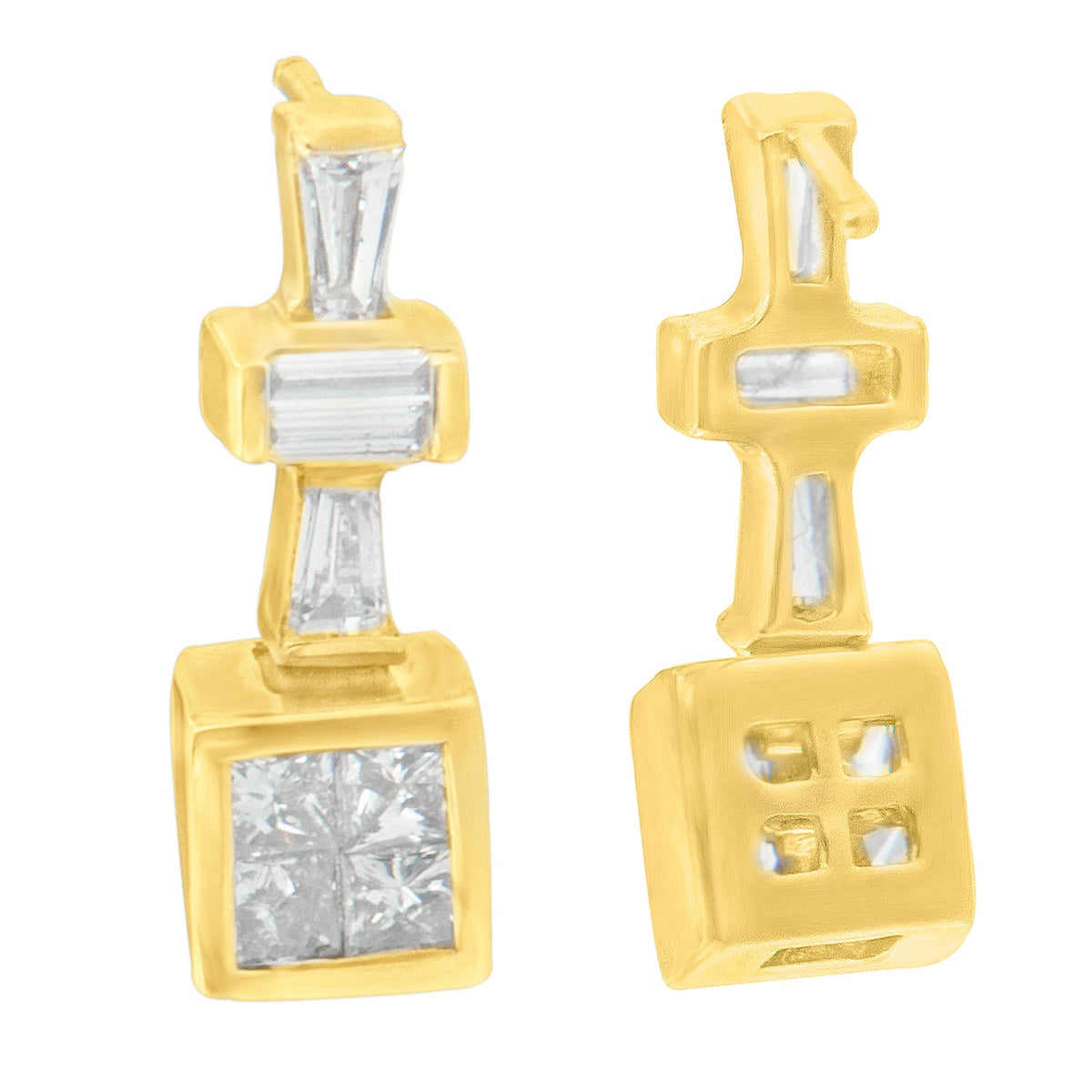 Pendientes de aro de oro amarillo de 14 quilates con diamantes de 1 1/3 quilates (G-H, VS1-VS2)