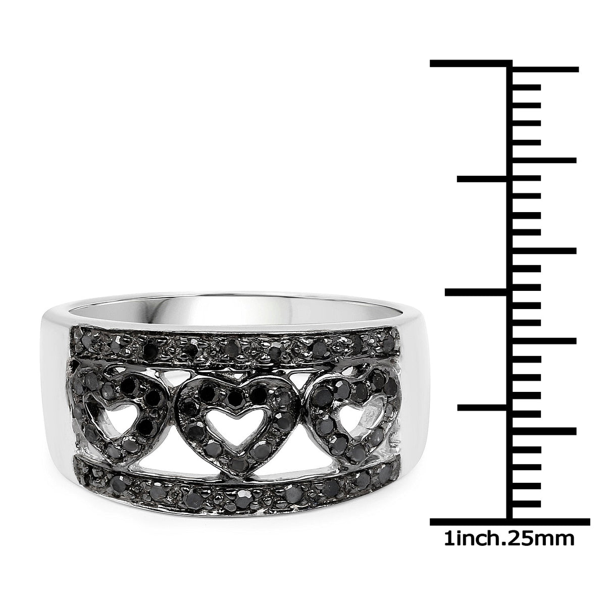 Anillo de plata de ley .925 con diamante negro auténtico de 0.32 quilates
