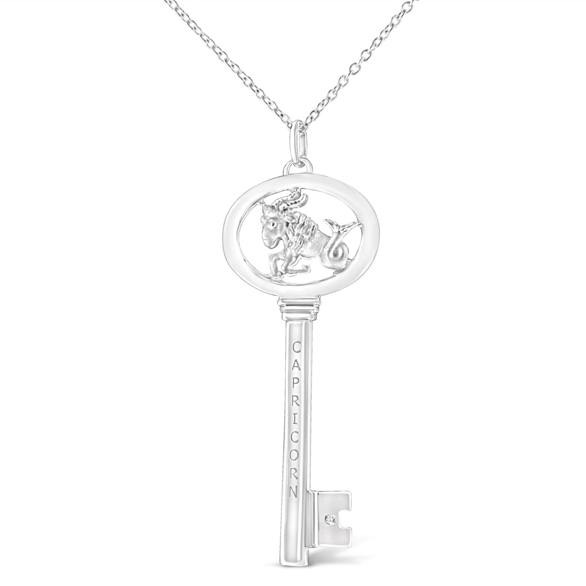 Collar con colgante de plata de ley .925 con diseño de clave del Zodíaco Virgo con acento de diamante de 18" (color K-L, claridad I1-I2)
