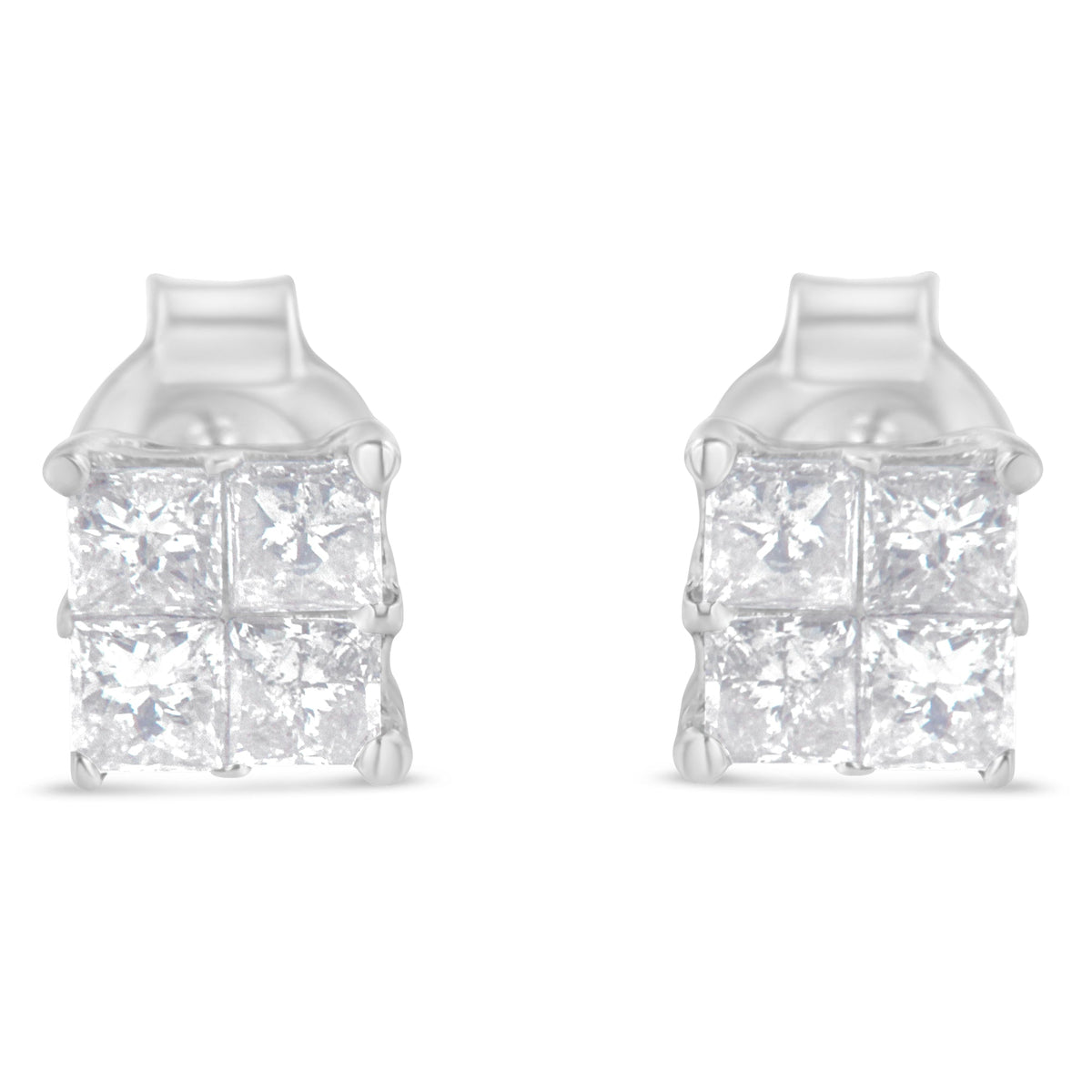 Pendientes de oro blanco de 10 quilates con diamantes (3/4 quilates en total, color H-I, claridad SI2-I1)