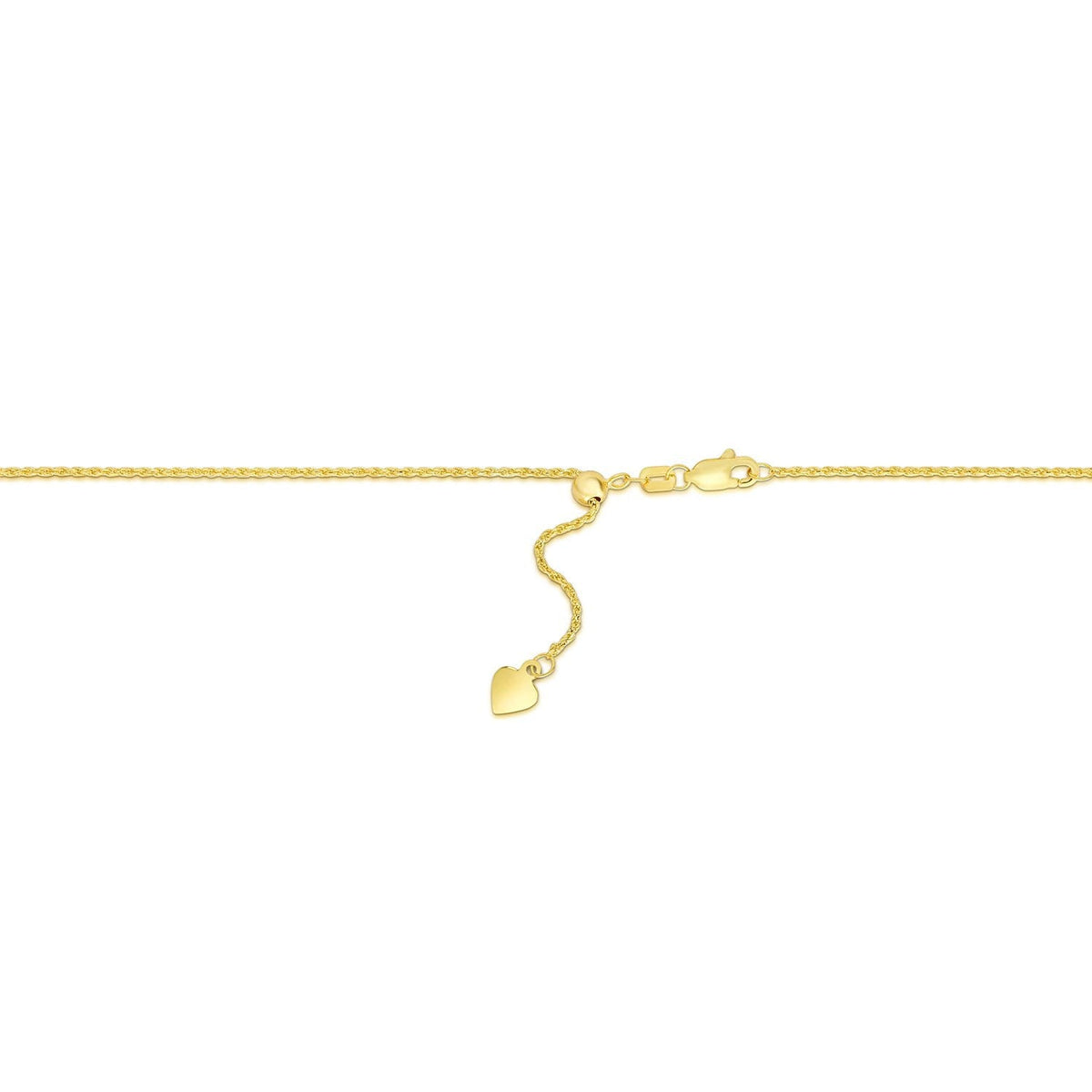 Cadena ajustable de oro amarillo de 14k de 1.0mm