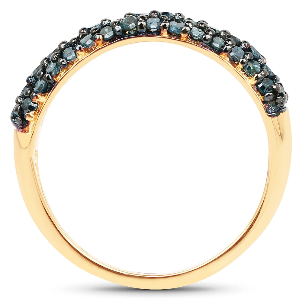 14K Yellow Gold Plated 0.65 Carat Genuine Blue Diamond .925 Sterling Silver Ring