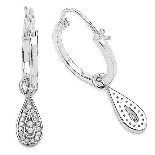 Pendientes de plata de ley .925 con diamante blanco genuino de 0,28 quilates