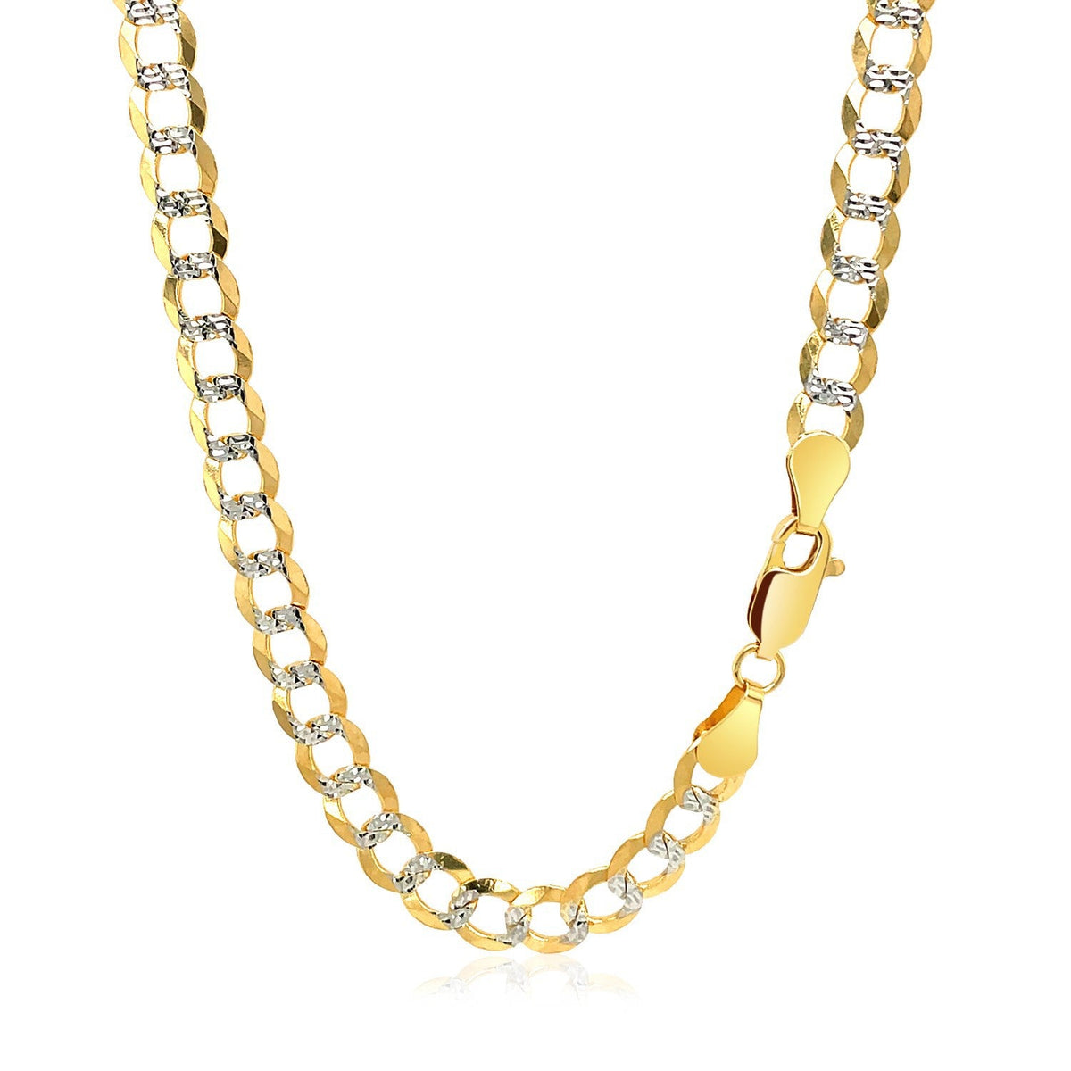 Cadena barbada de oro de 14k de dos tonos con pavé de 5,7 mm