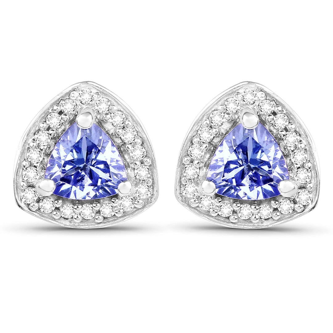 3.22 Carat Genuine Tanzanite & White Topaz .925 Sterling Silver Ring