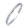 14k White Gold Dome Children's Bangle with a Polished Finish