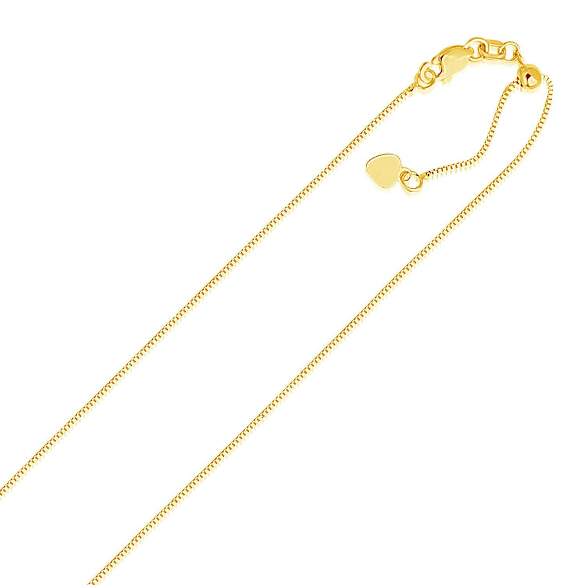 Cadena de caja ajustable de oro amarillo de 14k 0.7mm
