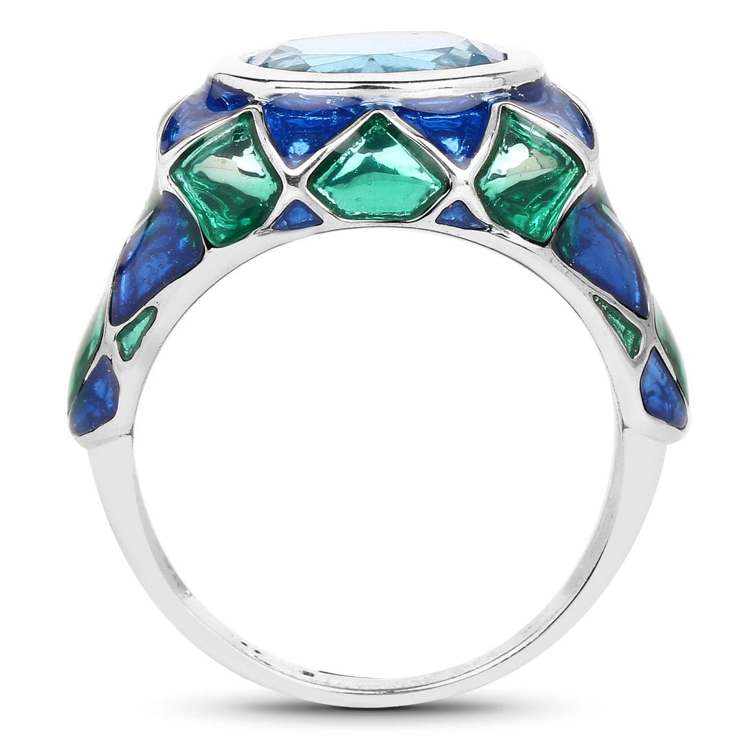 3.25 Carat Genuine Swiss Blue Topaz .925 Sterling Silver Ring