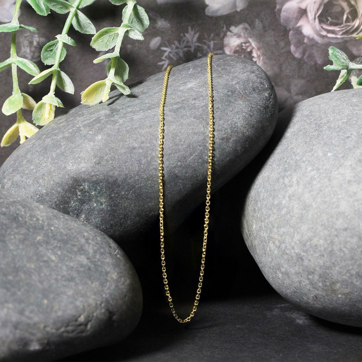 Cadena de Eslabones de Cable con Corte de Diamante de Oro Amarillo de 14k 1.1mm