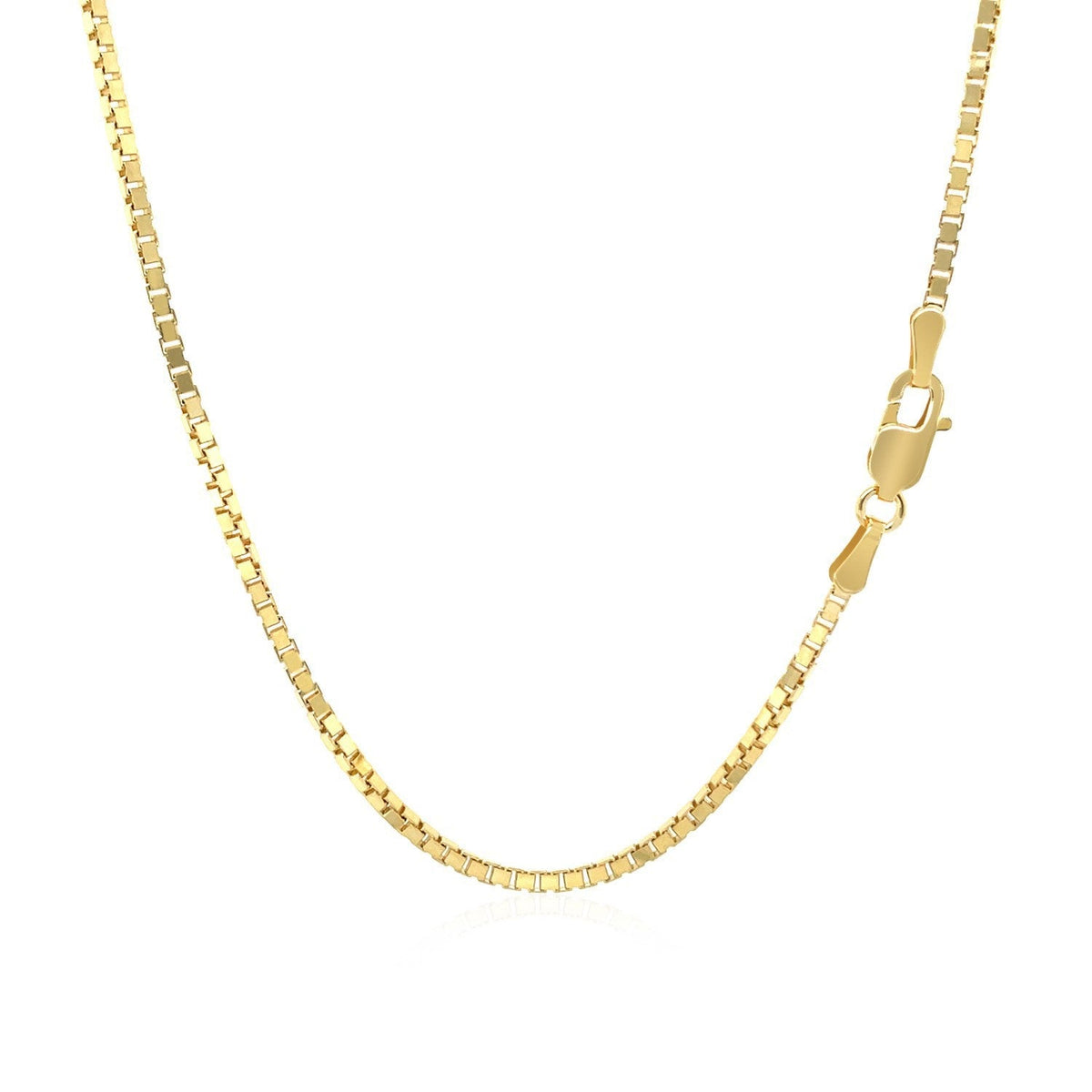 Cadena clásica de caja de oro amarillo de 18k (1.40 mm)