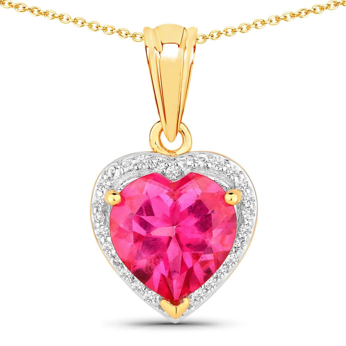 Colgante de plata de ley .925 con topacio rosa genuino de 4.74 quilates y topacio blanco