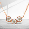 10K Rose and White Gold Plated .925 Sterling Silver 1/4 Cttw Miracle-Set Champagne Diamond Triple Circle 18