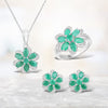 7.84 Carat Genuine Emerald and White Topaz .925 Sterling Silver 3 Piece Jewelry Set (Ring, Earrings, and Pendant w/ Chain)