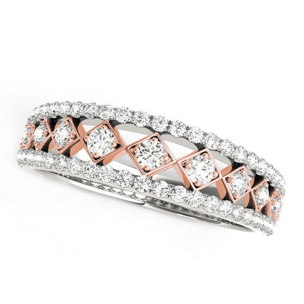 Anillo de oro blanco y rosa de 14k con diamantes (3/8 qt)