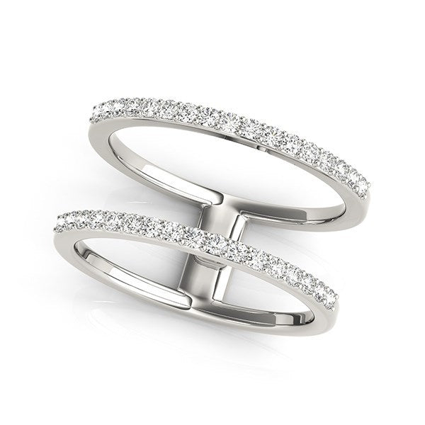 Anillo de doble banda de oro blanco de 14k con diamantes (1/3 de quilate en total)